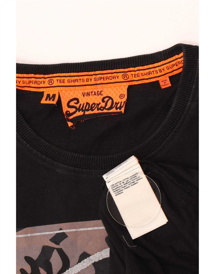 Superdry Mens Graphic T-Shirt Top Medium Black Cotton