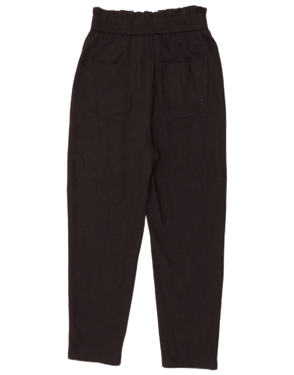 Zara Womens High Waist Tapered Chino Trousers XS W24 L25 Black Viscose
