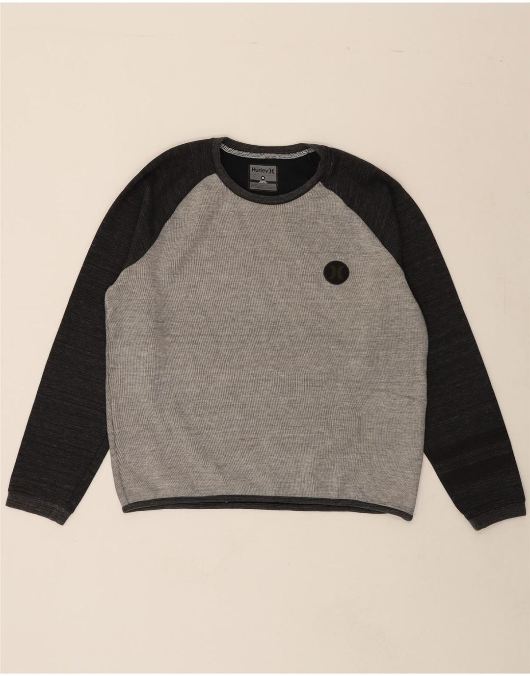 HURLEY Mens Sweatshirt Jumper Medium Grey Colourblock Cotton Vintage Hurley and Second-Hand Hurley from Messina Hembry 