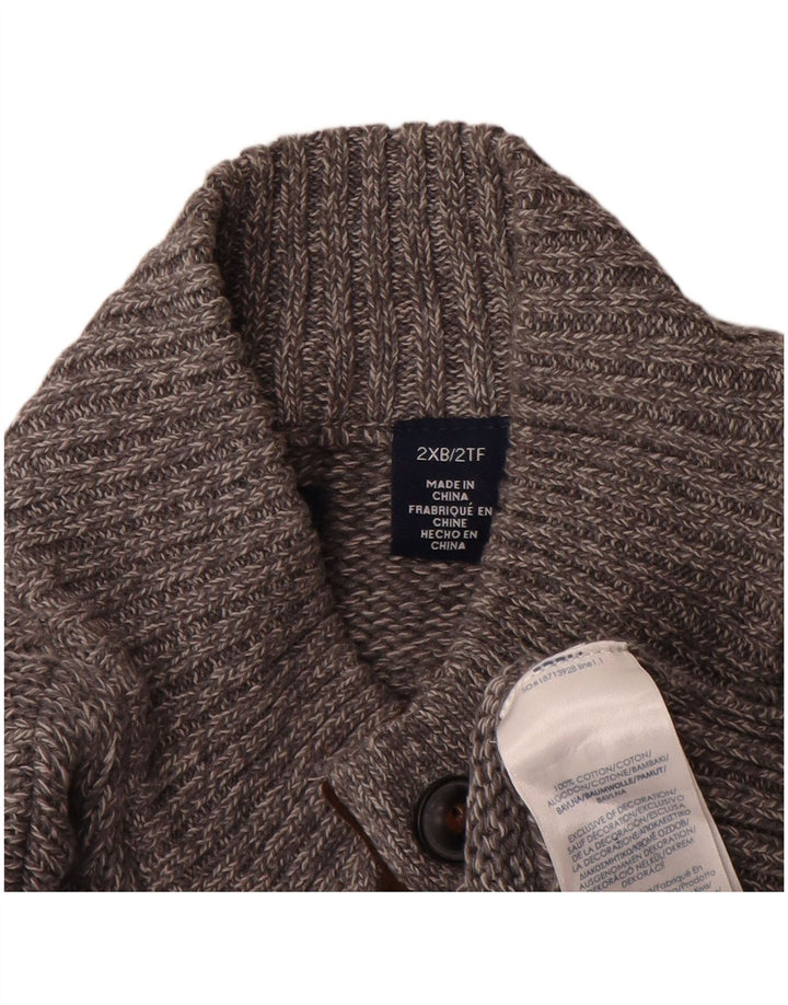 Chaps Mens Big Button Neck Jumper Sweater 2XL Grey Flecked Cotton