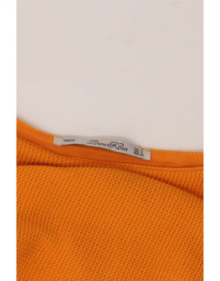 Zara Womens Top 3/4 Sleeve UK 10 Small Orange