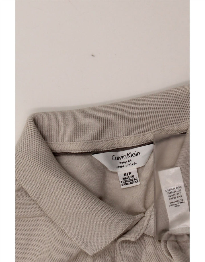 Calvin Klein Mens Body Fit Polo Shirt Small Grey Cotton