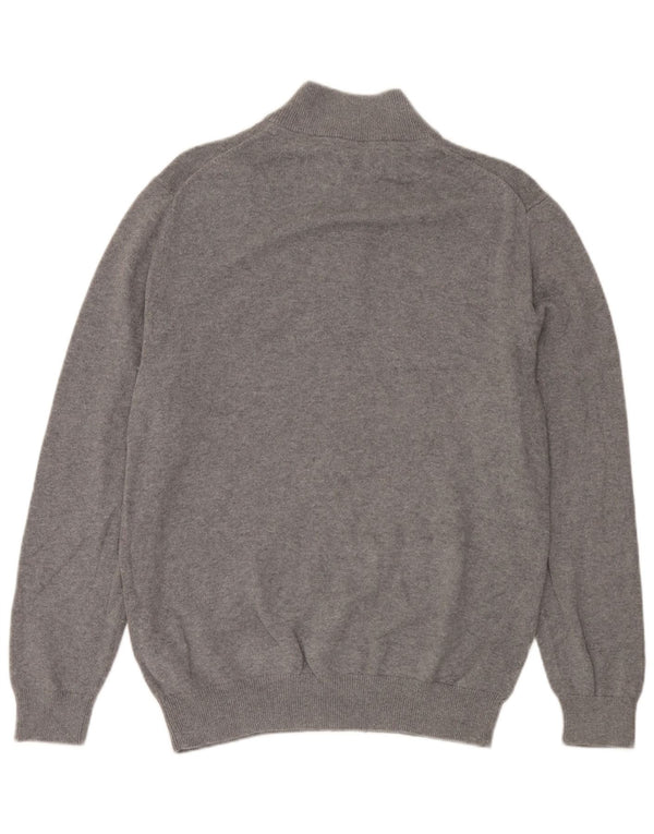 Crew Clothing Mens Zip Neck Jumper Sweater Large Grey Flecked Cotton
