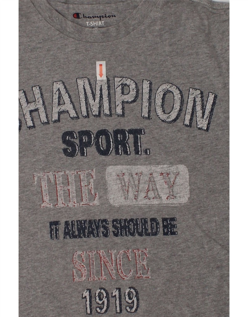 CHAMPION Boys Graphic T-Shirt Top 7-8 Years Small Grey | Vintage Champion | Thrift | Second-Hand Champion | Used Clothing | Messina Hembry 