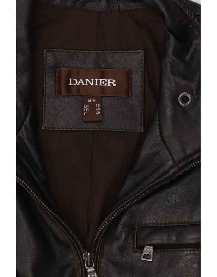 Danier Mens Leather Jacket UK 40 Large Black