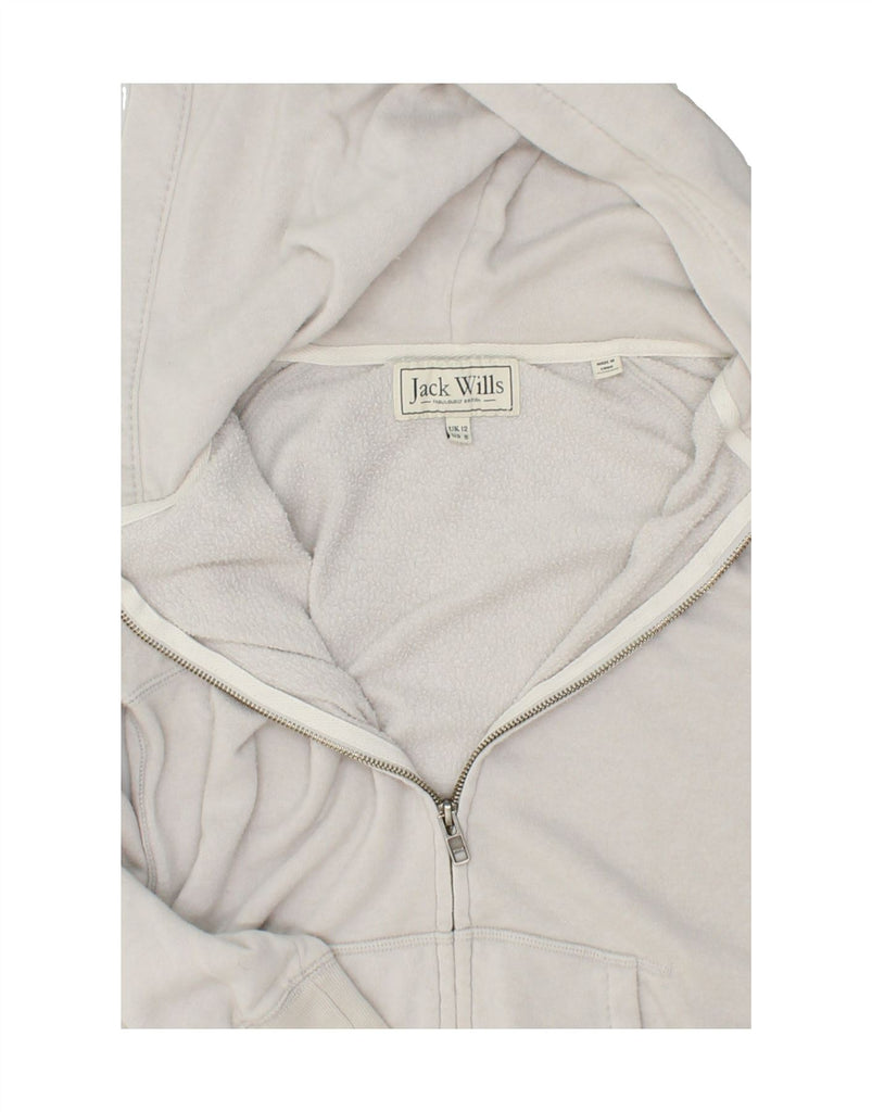 JACK WILLS Womens Zip Hoodie Sweater UK 12 Medium Grey Cotton | Vintage Jack Wills | Thrift | Second-Hand Jack Wills | Used Clothing | Messina Hembry 