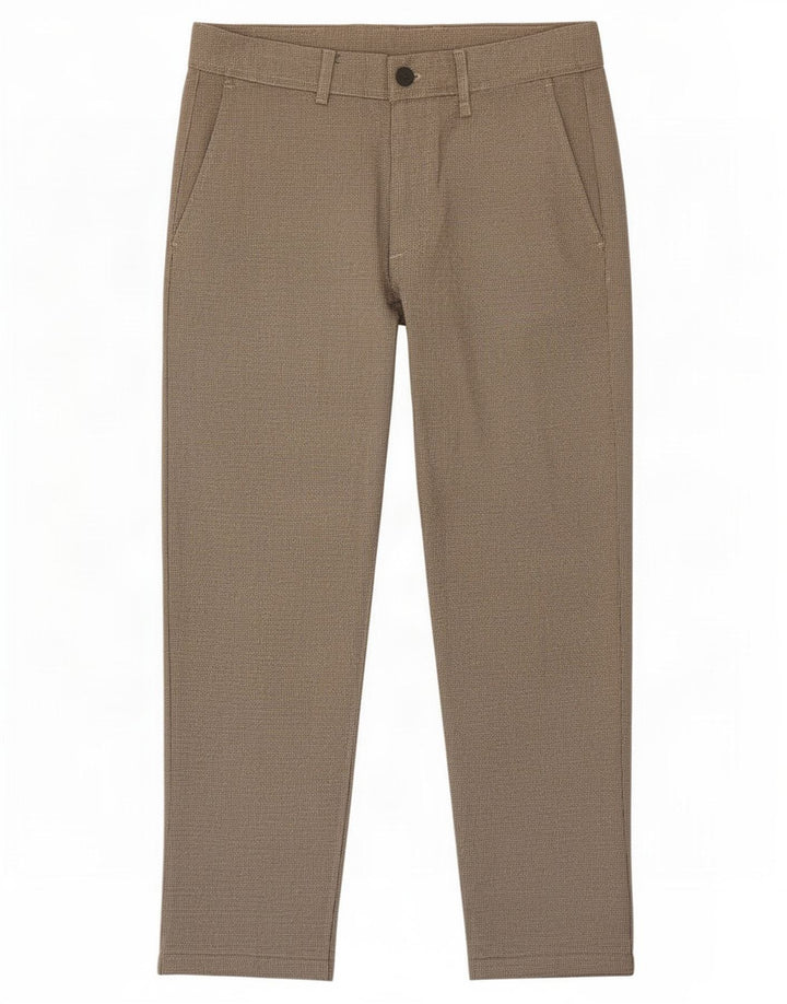 Zara Mens Crop Chino Trousers Medium W31 L24 Brown Houndstooth