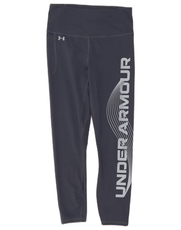 Under Armour Womens Graphic Crop Leggings UK 12 Medium Blue Polyester