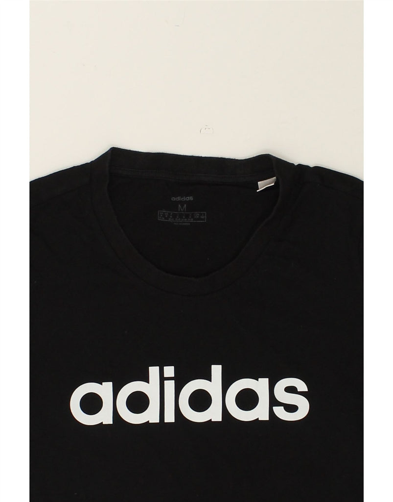 ADIDAS Womens Graphic T-Shirt Top UK 14 Medium Black Cotton | Vintage Adidas | Thrift | Second-Hand Adidas | Used Clothing | Messina Hembry 