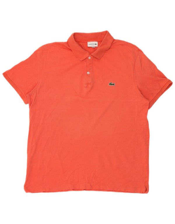 LACOSTE Mens Slim Fit Polo Shirt Size 7 2XL Orange Cotton