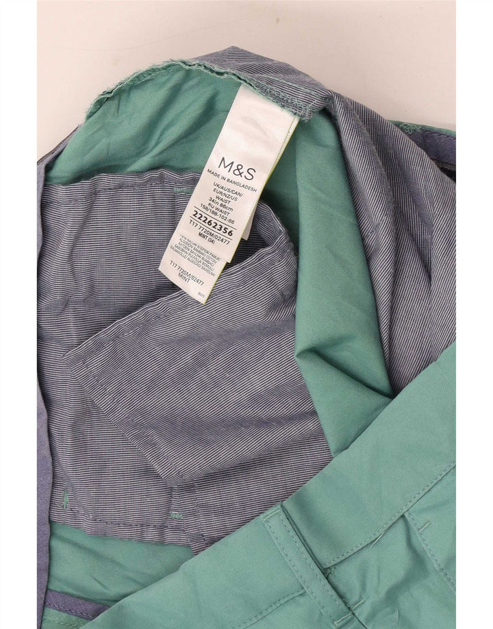 Marks & Spencer Mens Chino Shorts W34 Large Green Cotton