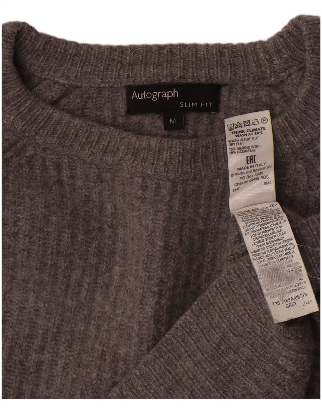 Marks & Spencer Womens Crop Boat Neck Jumper Sweater UK 14 Medium Grey