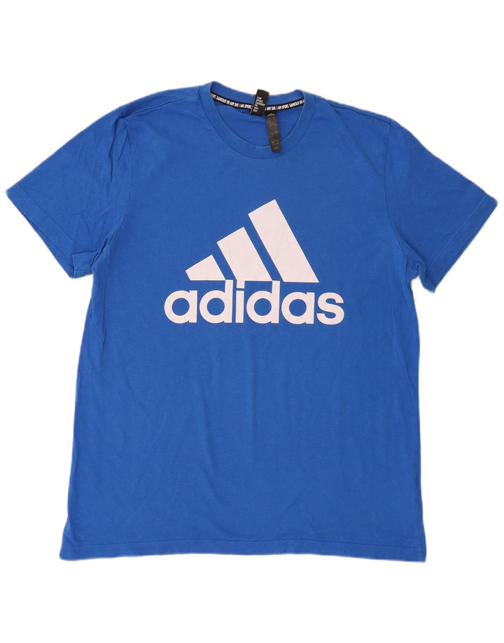 Adidas Mens Graphic T-Shirt Top Large Blue Cotton