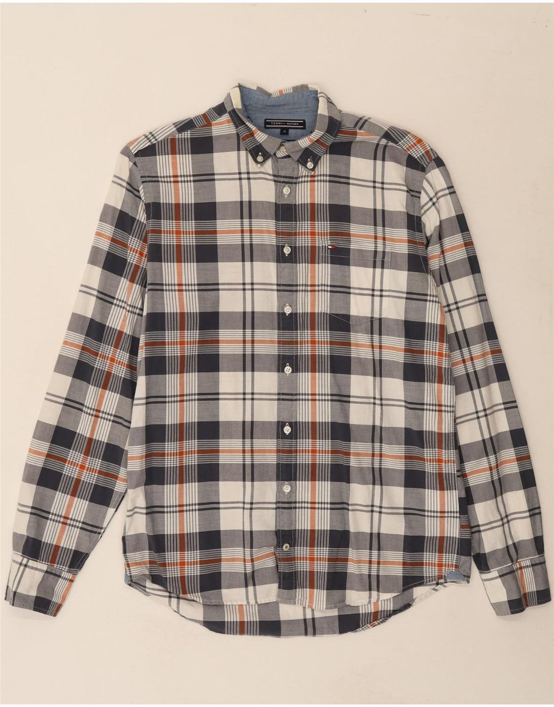 TOMMY HILFIGER Mens Regular Fit Shirt Medium Multicoloured Check Cotton Vintage Tommy Hilfiger and Second-Hand Tommy Hilfiger from Messina Hembry 