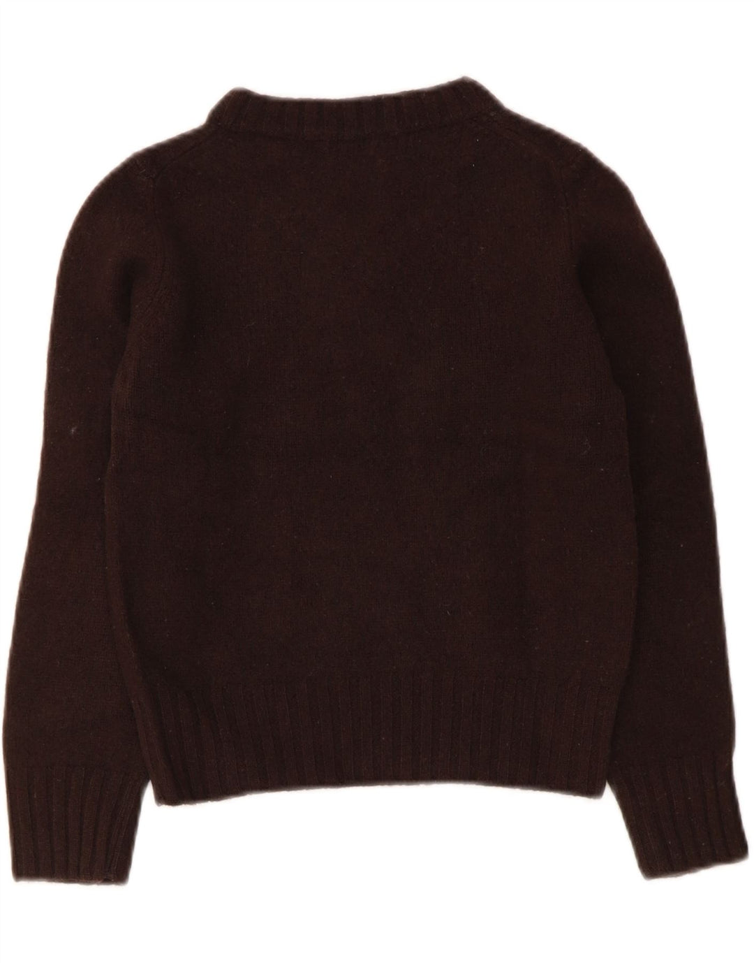 BENETTON Girls V-Neck Jumper Sweater 10-11 Years Brown Vintage Benetton and Second-Hand Benetton from Messina Hembry 