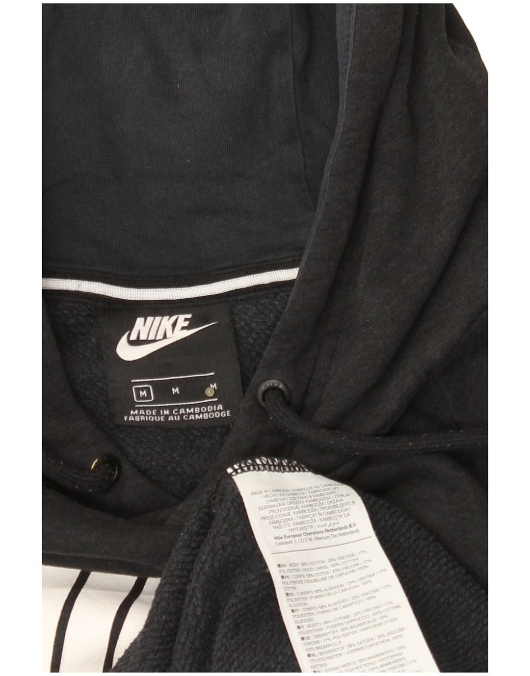 NIKE Mens Graphic Hoodie Jumper Medium Black Cotton
