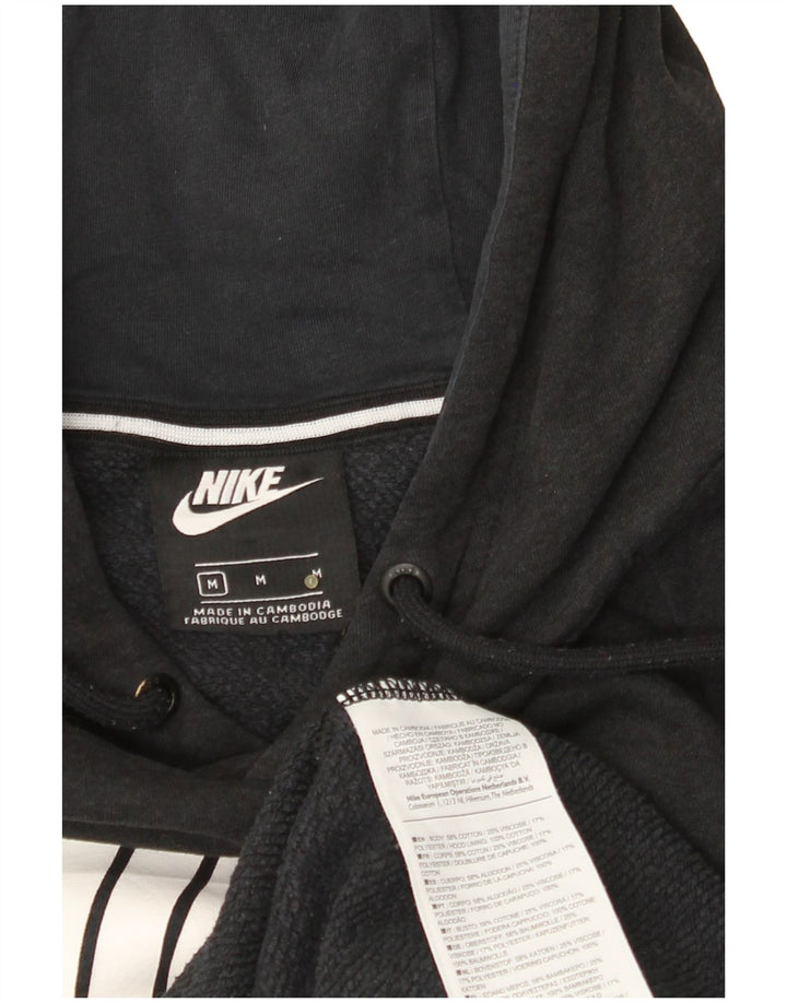 NIKE Mens Graphic Hoodie Jumper Medium Black Cotton