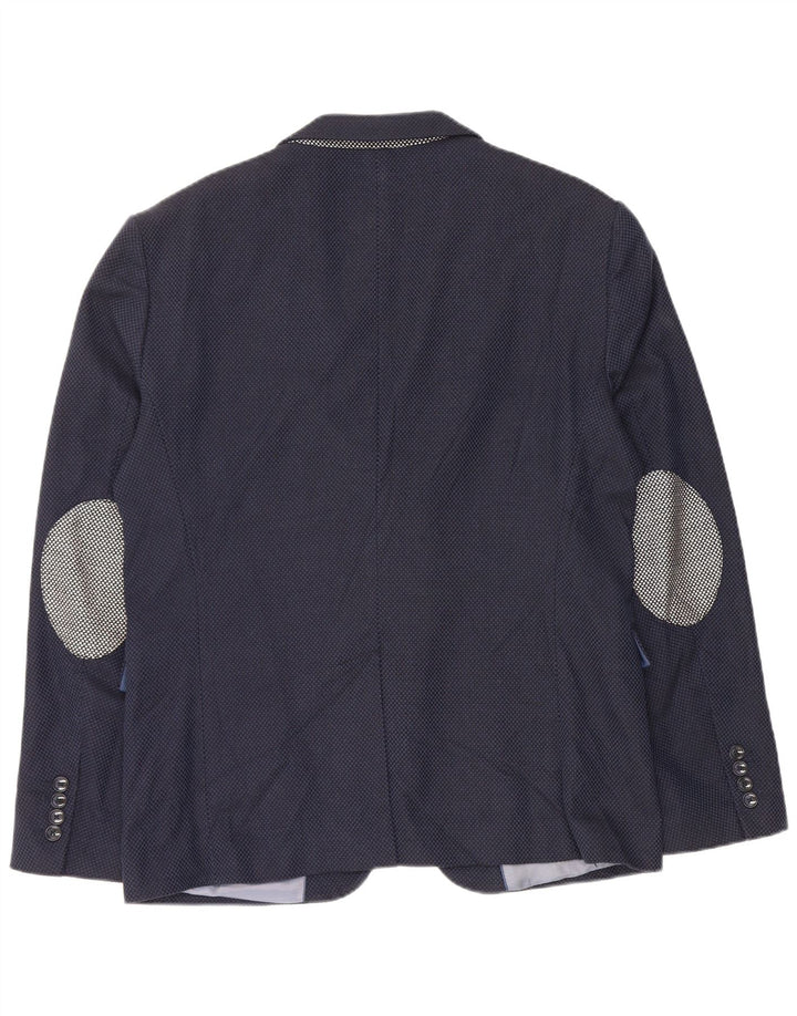 Zara Mens 2 Button Blazer Jacket EU 52 Large Navy Blue Cotton
