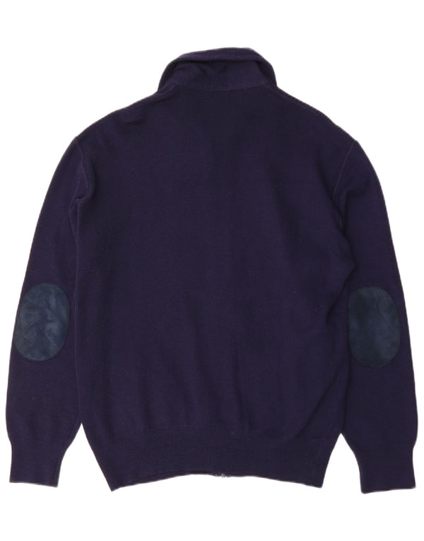 Vintage Mens Cardigan Sweater Medium Navy Blue Wool