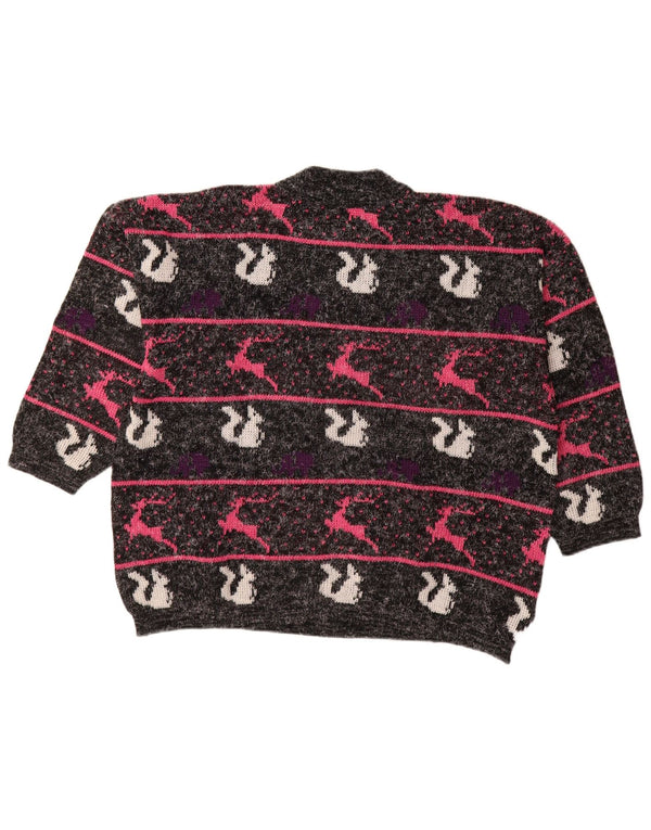 VINTAGE Womens Turtle Neck Jumper Sweater UK 18 XL Black Striped