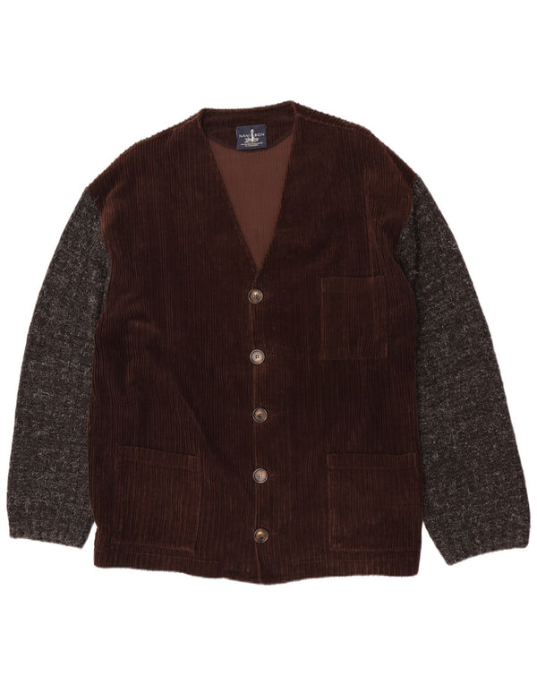 NANI BON Mens Corduroy Jacket UK 52 XL Brown Colourblock Cotton