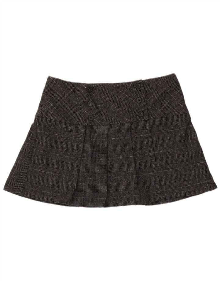 Benetton Womens Mini Skirt IT 44 Medium W34 Grey Houndstooth Virgin Wool