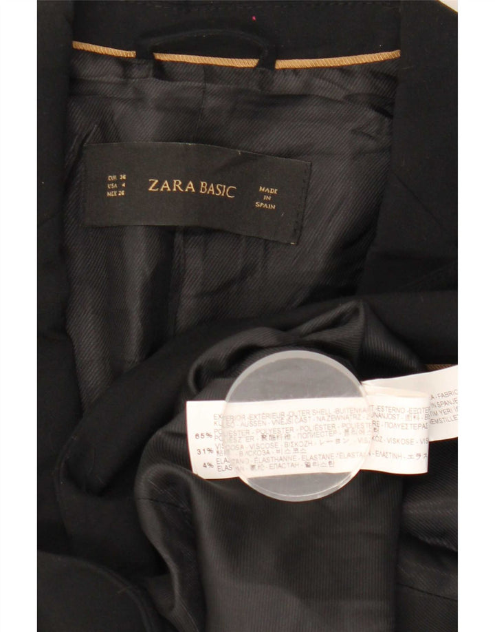 Zara Womens 1 Button Blazer Jacket EU 36 XS Black Polyester