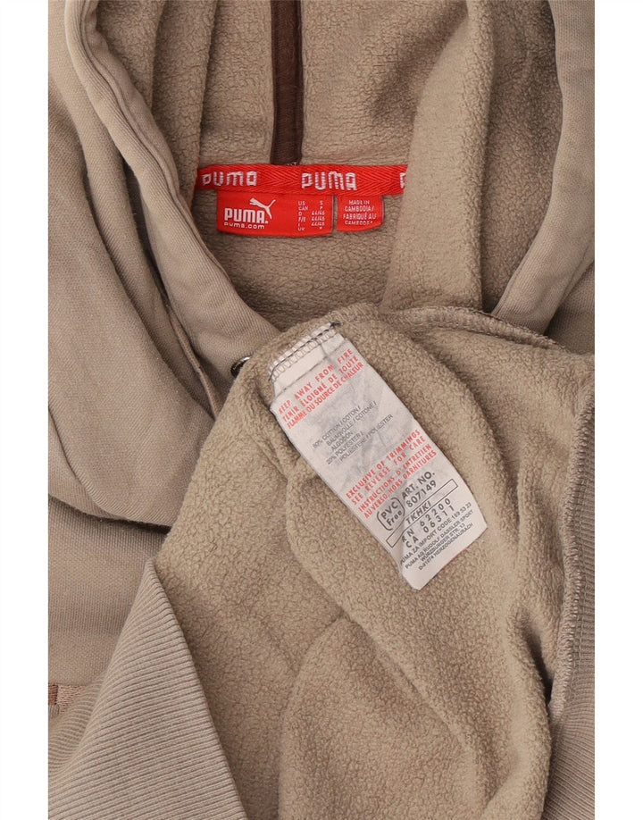 Puma Mens Graphic Hoodie Jumper Small Beige Cotton