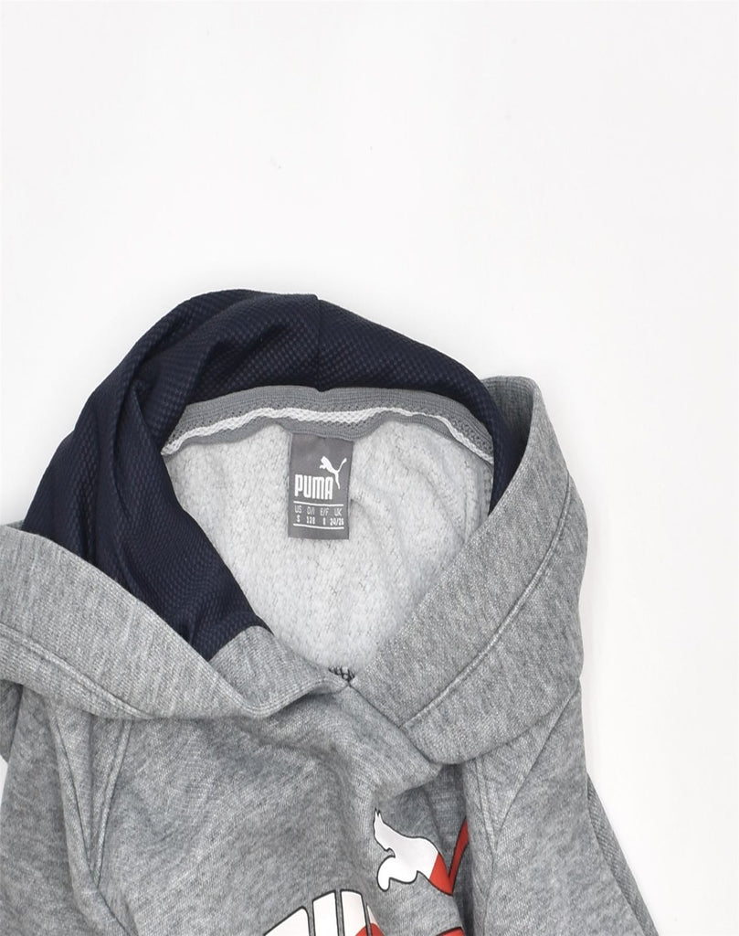 PUMA Boys Graphic Hoodie Jumper 7-8 Years Grey Cotton | Vintage | Thrift | Second-Hand | Used Clothing | Messina Hembry 