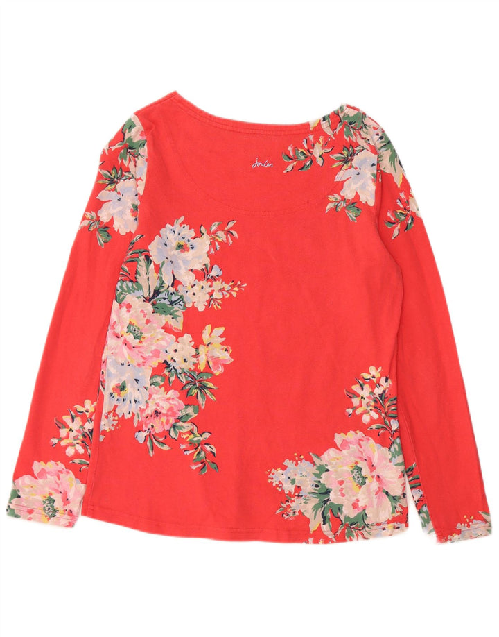 JOULES Womens Top Long Sleeve UK 12 Medium  Red Floral Cotton