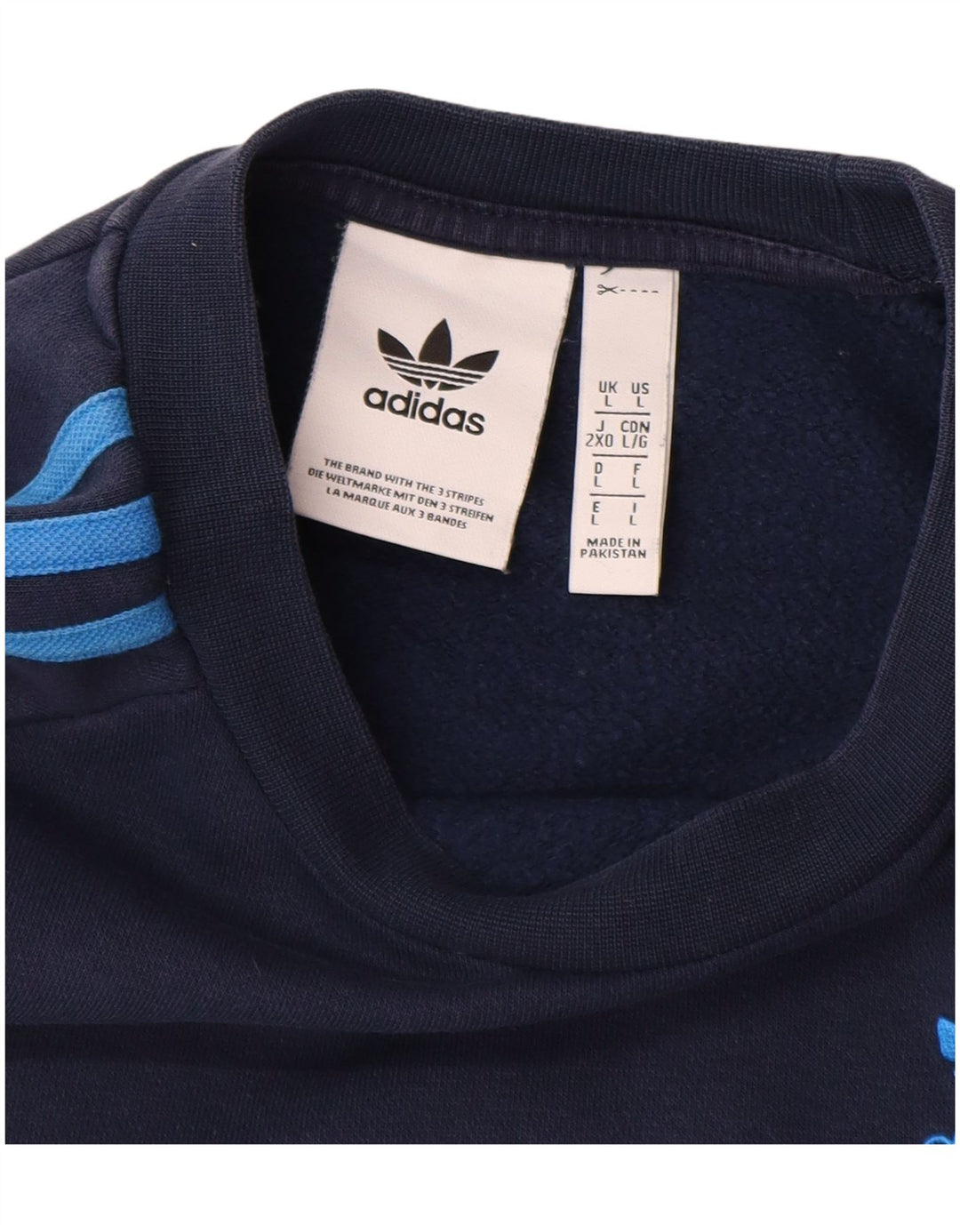 ADIDAS Mens Sweatshirt Jumper Large Navy Blue Cotton