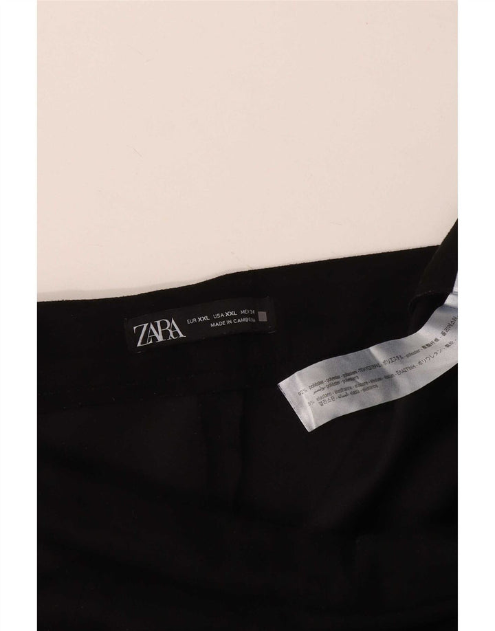 Zara Womens Tapered Cropped Trousers 2XL W34 L25 Black Polyester