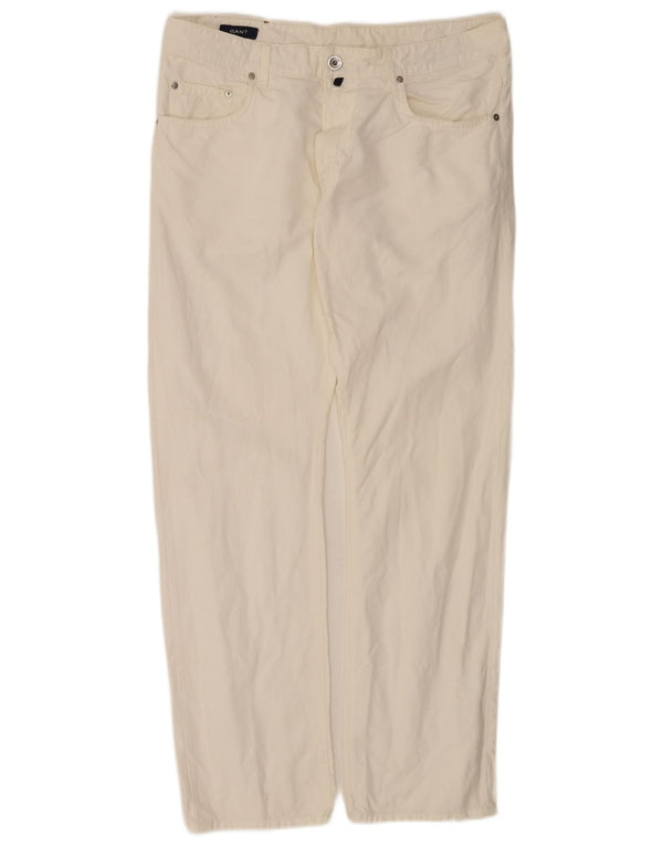 Gant Mens Tyler Low Waist Regular Fit Straight Jeans W36 L32 White Cotton
