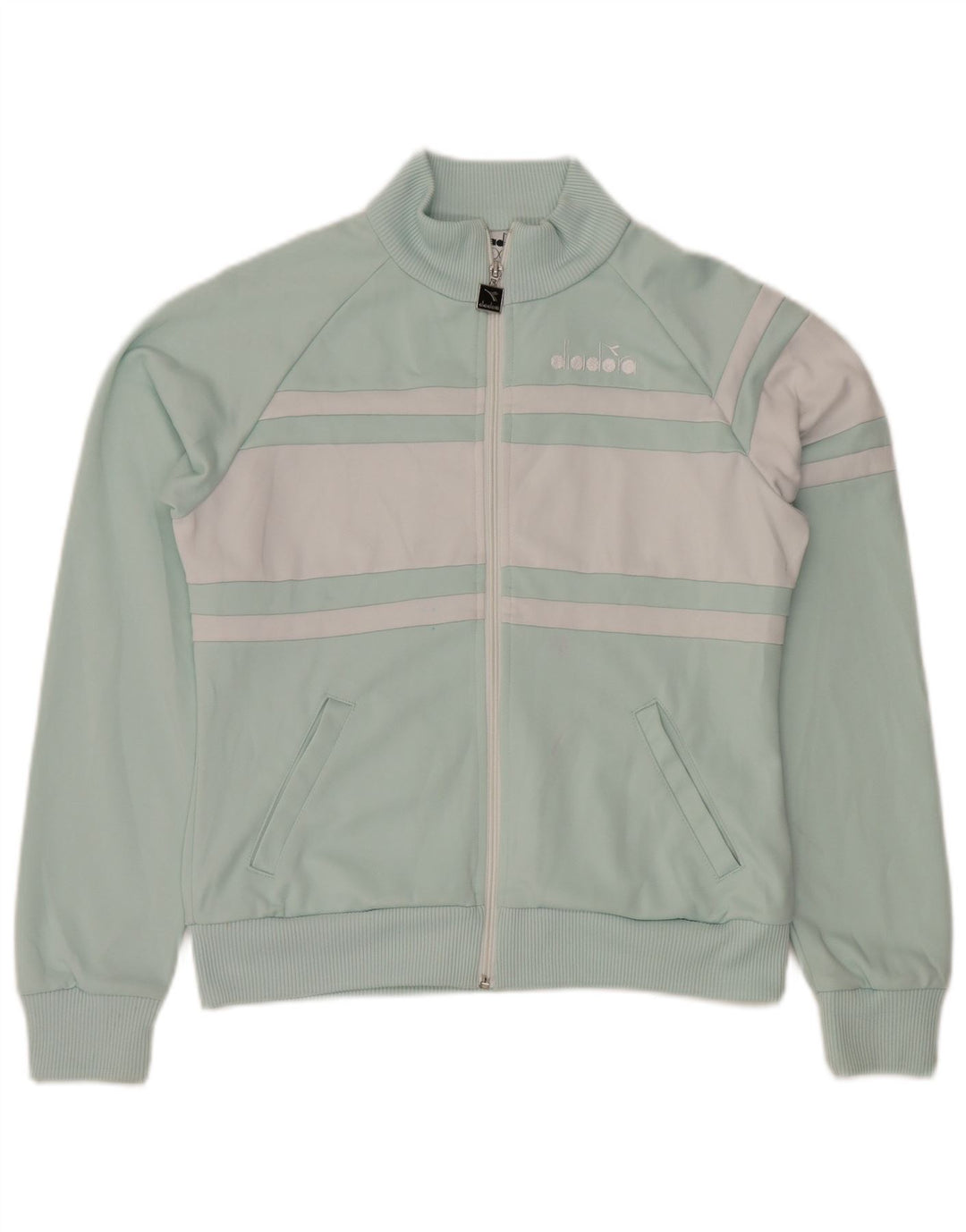 DIADORA Womens Tracksuit Top Jacket UK 16 Large Turquoise Colourblock