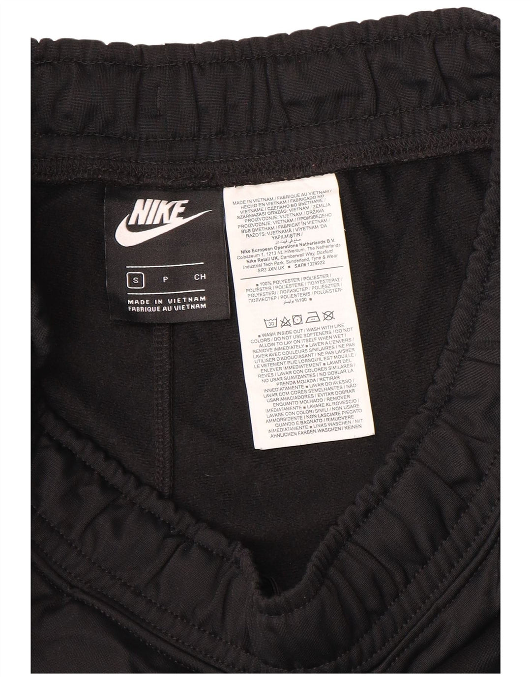 NIKE Mens Tracksuit Trousers Joggers Small  Black Colourblock Polyester