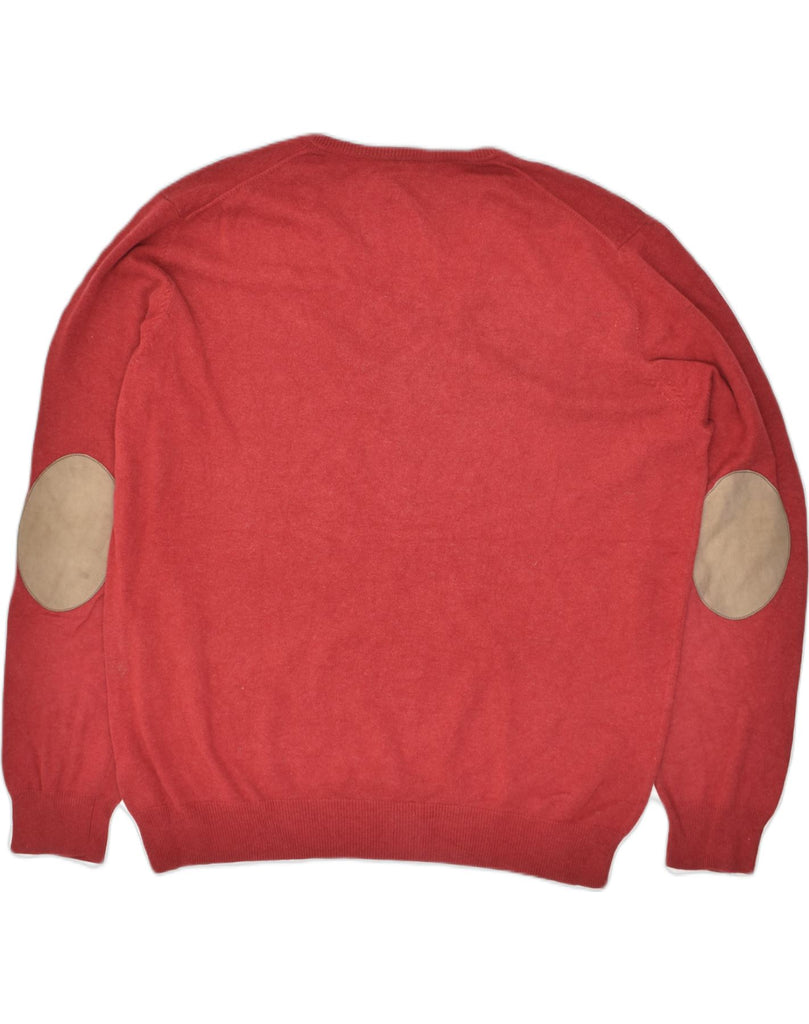 MASSIMO DUTTI Mens V-Neck Jumper Sweater 2XL Red Cotton | Vintage Massimo Dutti | Thrift | Second-Hand Massimo Dutti | Used Clothing | Messina Hembry 