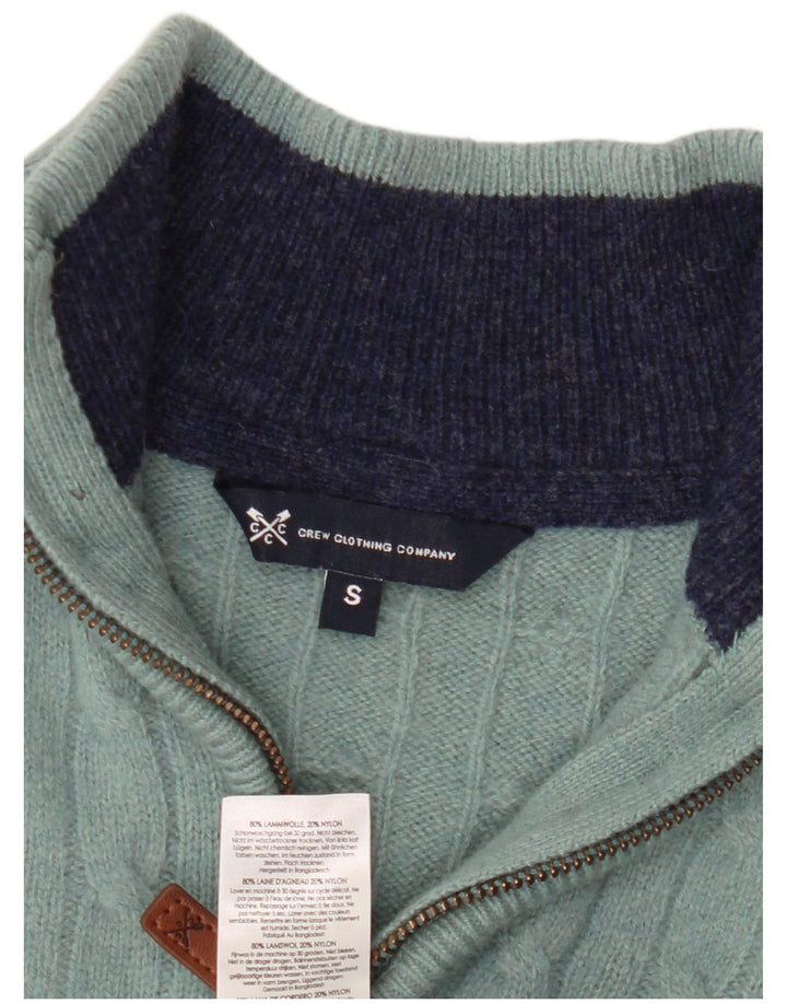 Crew Clothing Mens Zip Neck Jumper Sweater Small Green Wool
