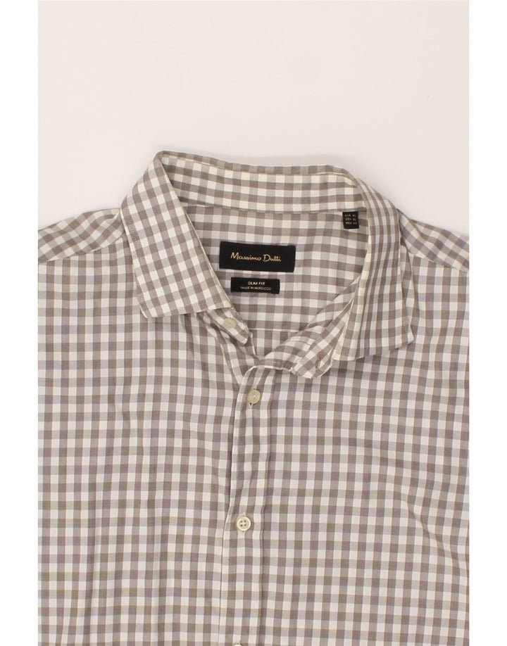 MASSIMO DUTTI Mens Slim Fit Shirt XL Grey Gingham Cotton Vintage Massimo Dutti and Second-Hand Massimo Dutti from Messina Hembry 