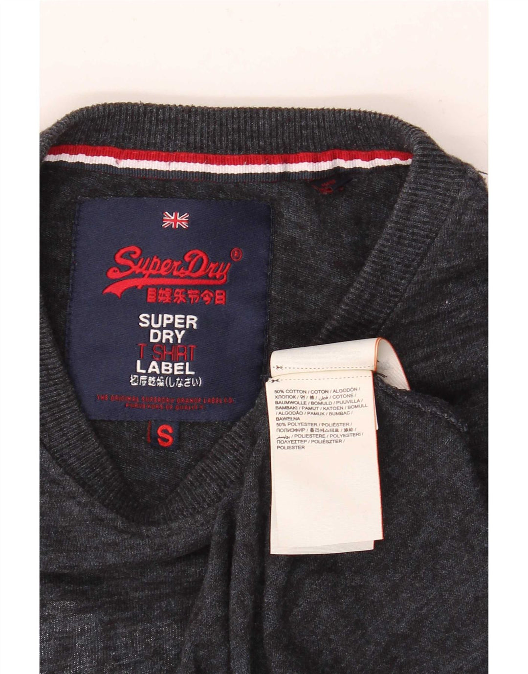 Superdry Mens Graphic T-Shirt Top Small Grey Flecked Cotton