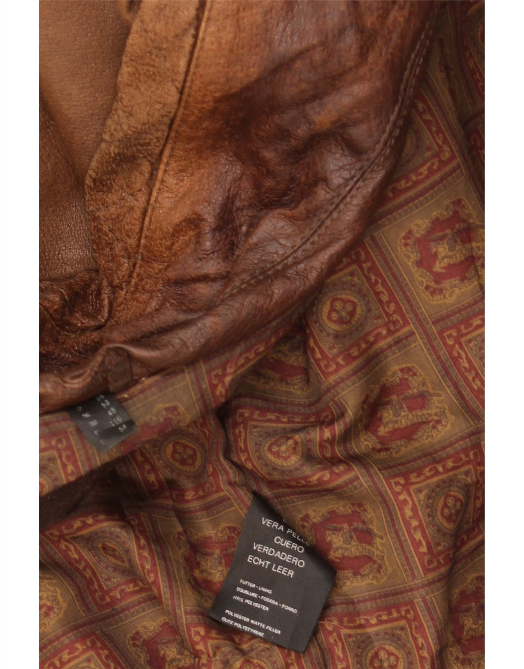 Vintage Mens Leather Jacket IT 58 4XL Brown Leather