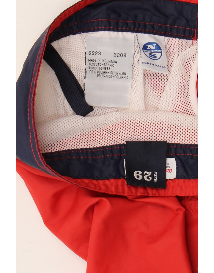 North Sails Mens Graphic Swimming Shorts Small Red Colourblock Polyamide
