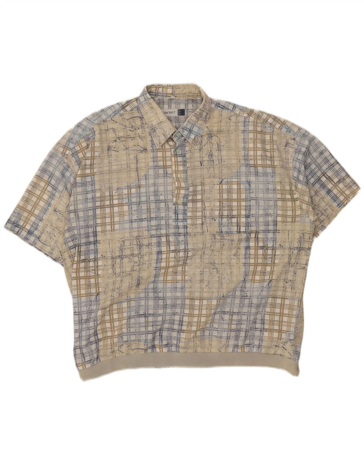 Concret Mens Short Sleeve Pullover Shirt 2XL Beige Check