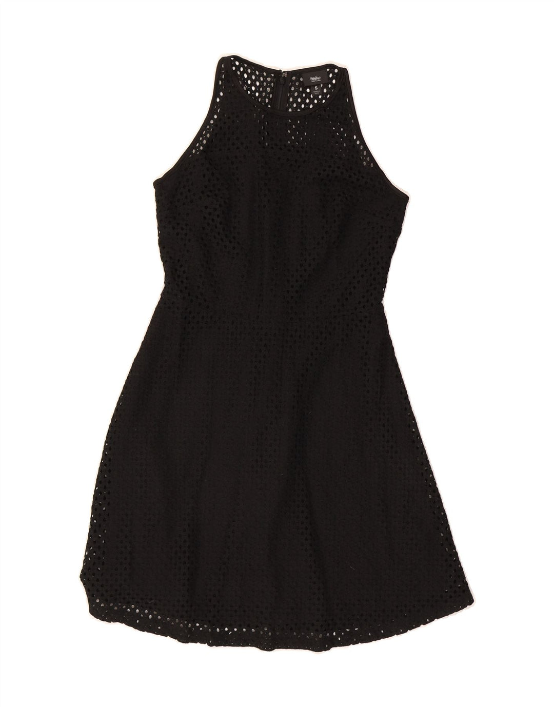 MOSSIMO Womens Sleeveless A-Line Dress UK 10 Small Black Cotton Vintage Mossimo and Second-Hand Mossimo from Messina Hembry 