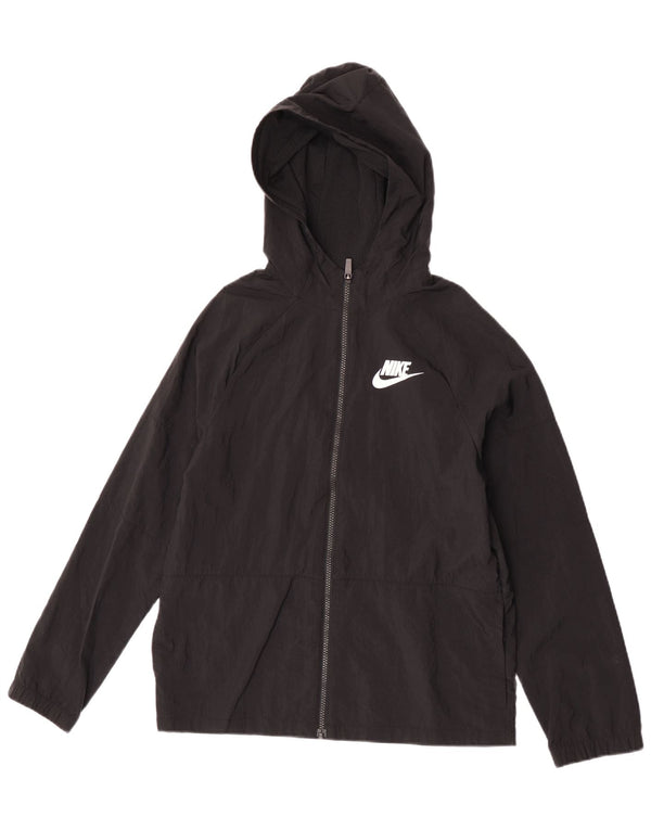 Nike Boys Standard Hooded Tracksuit Top Jacket 13-14 Years XL Black