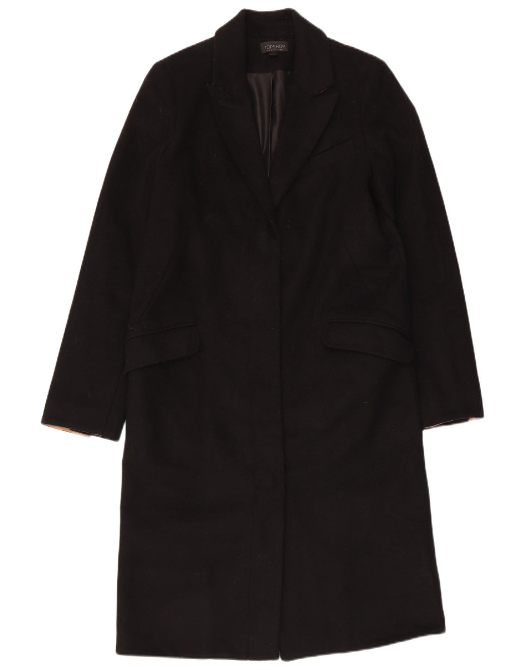 Topshop Womens Overcoat UK 8 Small Black Wool
