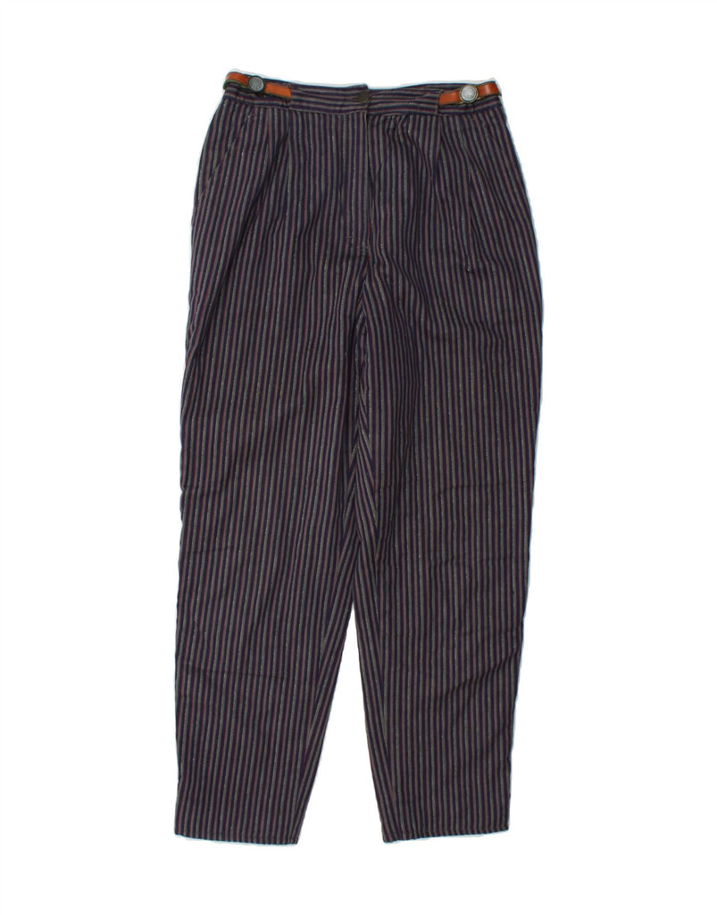 LES COPAINS Womens High Waist Chino Trousers W28 L28 Navy Blue Striped Vintage Les Copains and Second-Hand Les Copains from Messina Hembry 