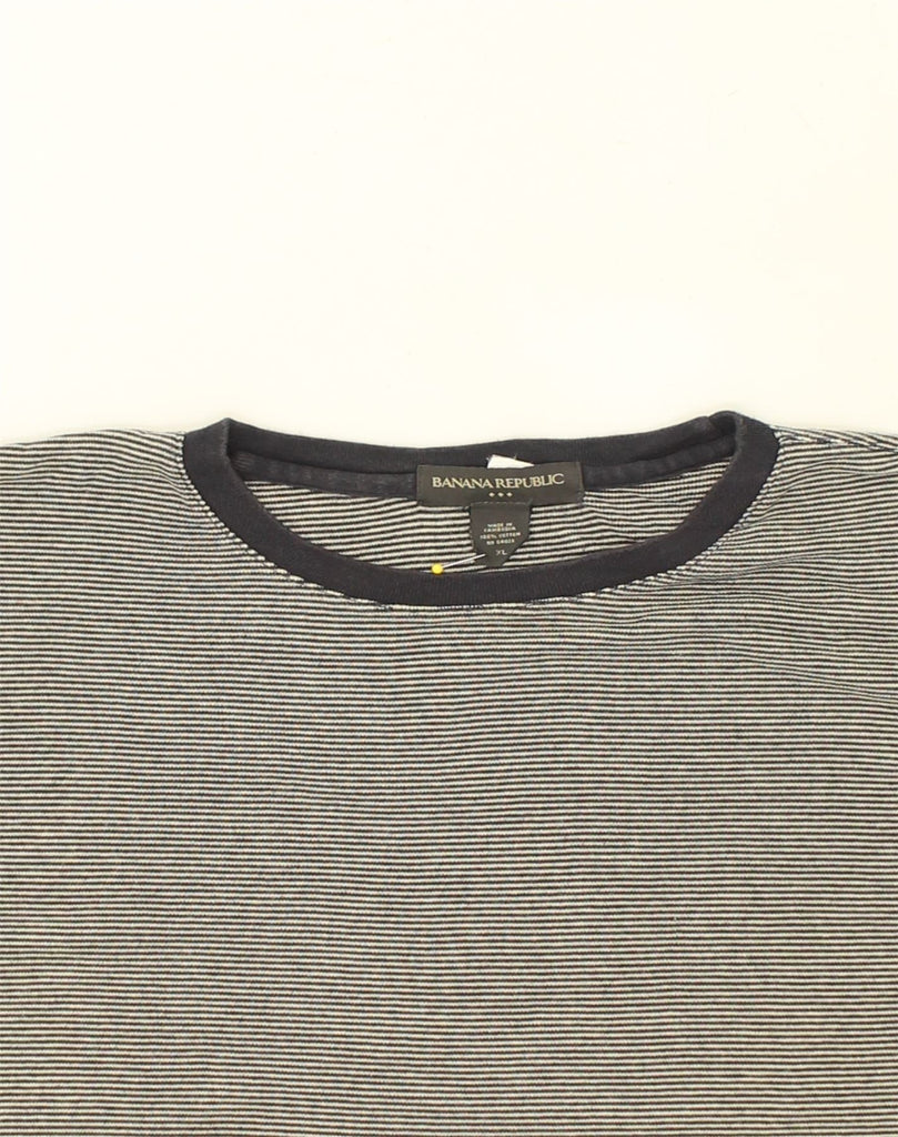 BANANA REPUBLIC Mens T-Shirt Top XL Grey Striped Cotton | Vintage Banana Republic | Thrift | Second-Hand Banana Republic | Used Clothing | Messina Hembry 