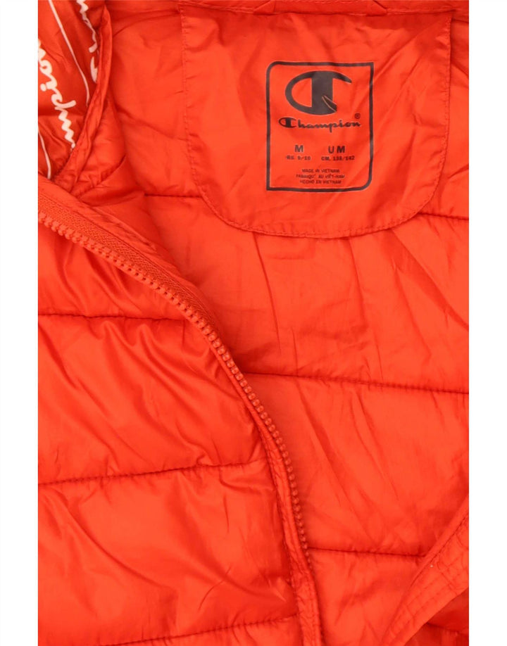Champion Boys Hooded Padded Jacket 9-10 Years Medium Red Polyester