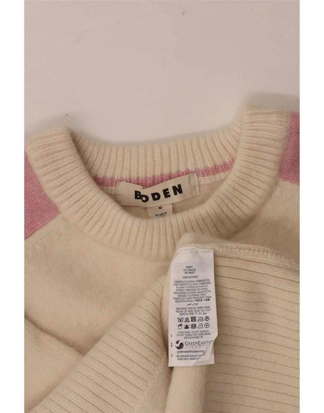Boden Girls Crew Neck Jumper Sweater 8-9 Years Medium White Colourblock