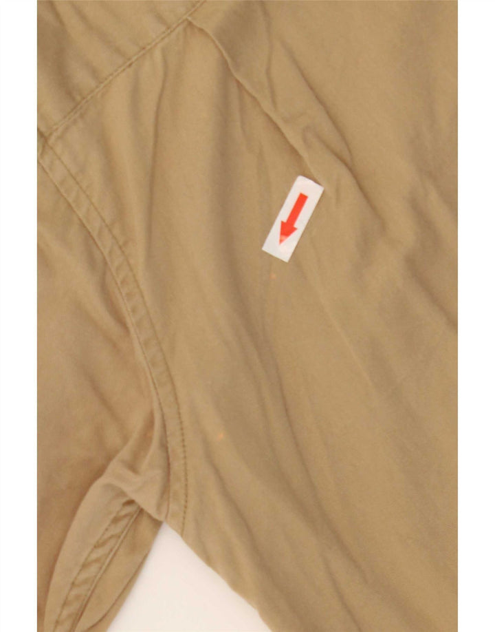 Guess Mens Short Sleeve Shirt Small Beige Cotton